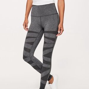 Lululemon Wunder Under Leggings Special Edition Tech Mesh Heather Gray Sz 4